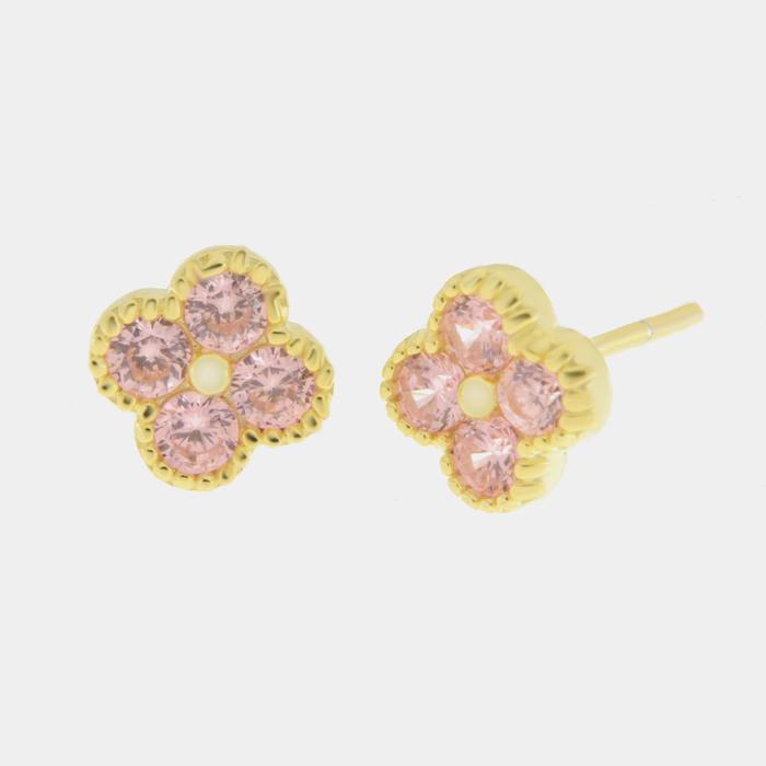 Boucles d'oreilles en argent 925 avec fleur rose