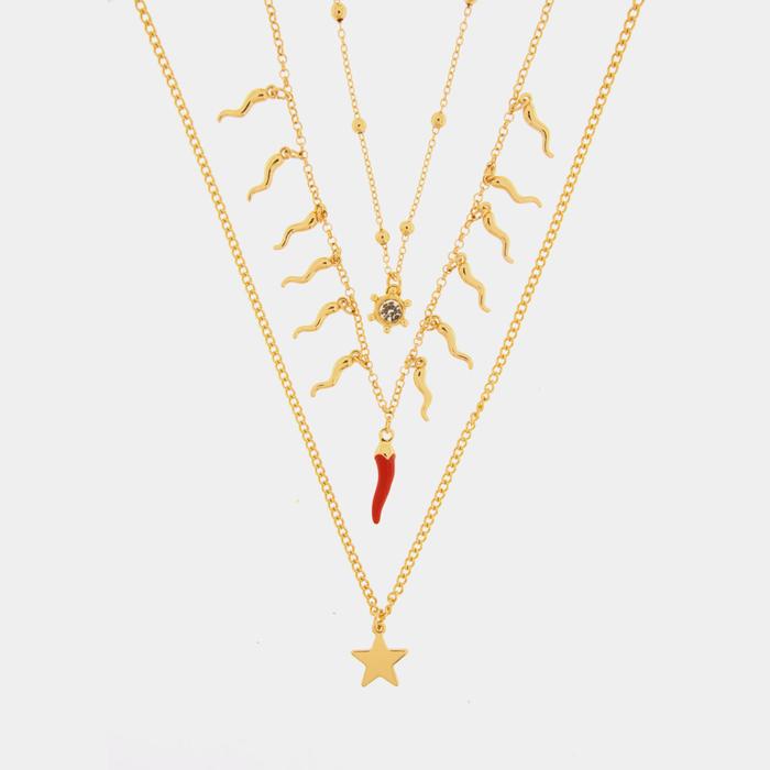 Collana in Metallo pendenti cornetti rossi e stella