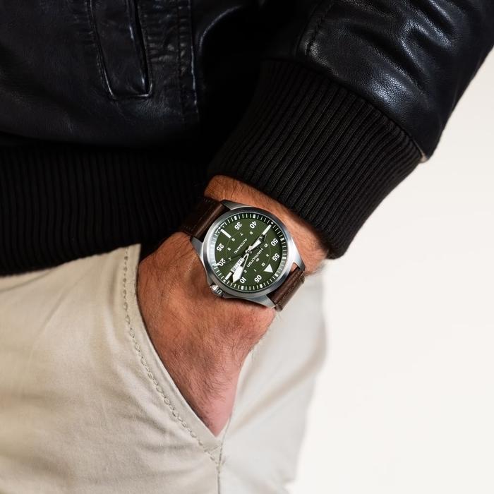 Khaki Aviation Pilot Day Date Auto