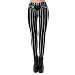 Branco e Preto Steampunk Legging - Spiral Pattern Feminino Legging - Vignette | Steampunk Store