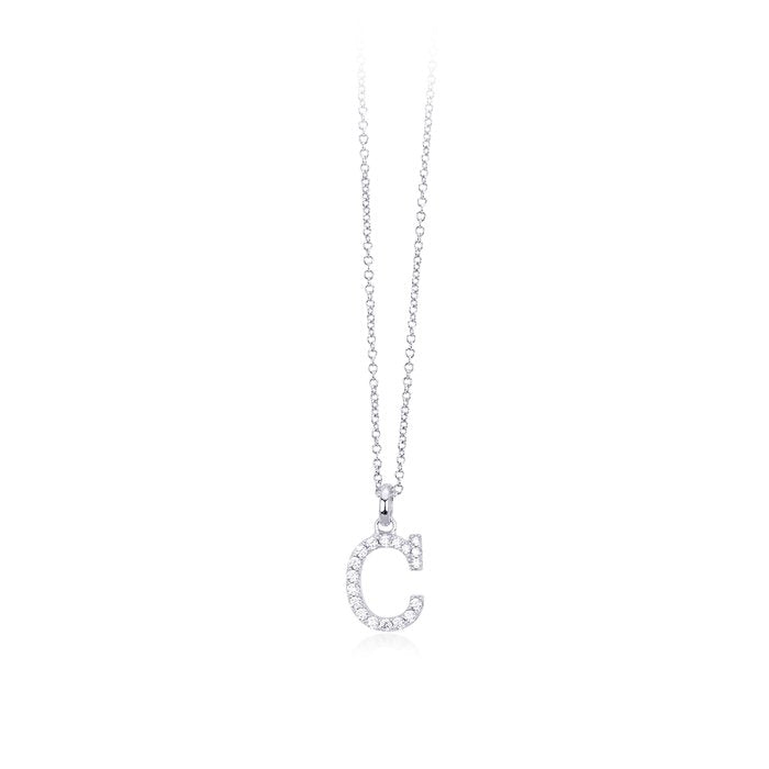 Collier pendentif lettre C zircone