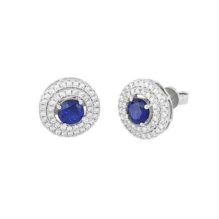 Blue stone round rhinestone halsketten earrings