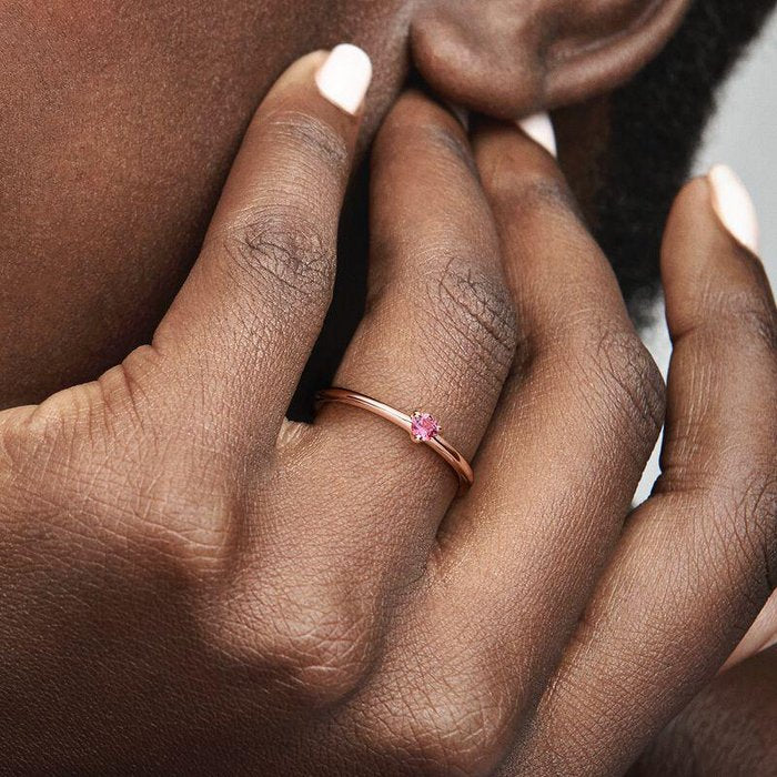 Anello Solitario Rosa