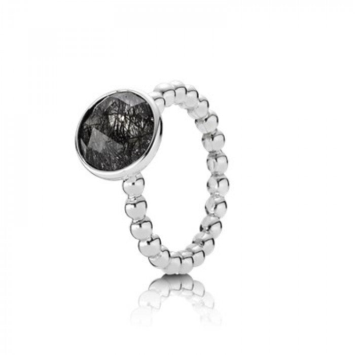 Bague boule de quartz tourmaliné