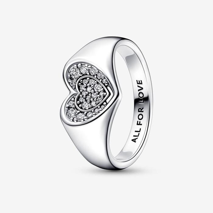Bague cœur pavée
