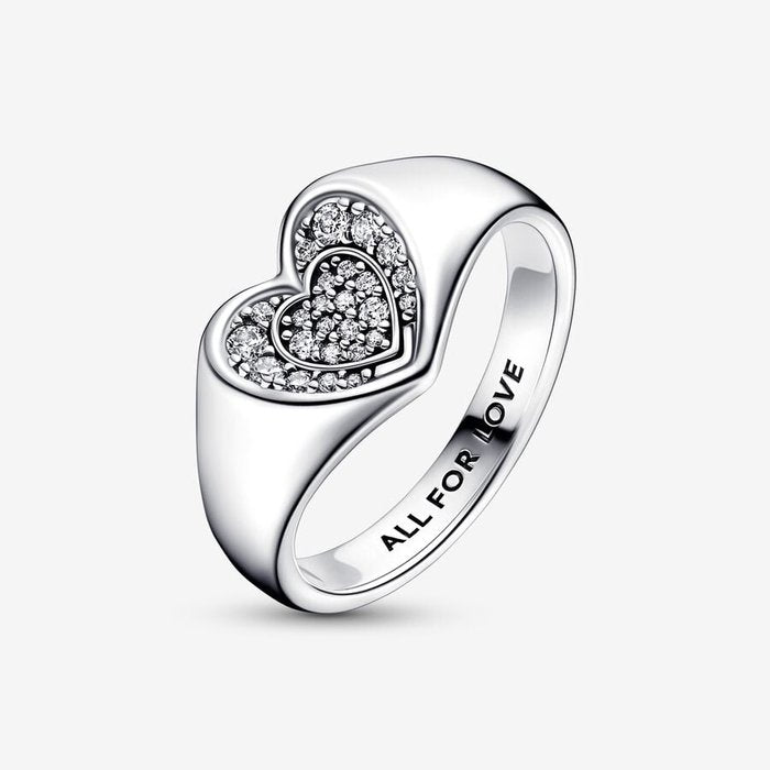 Bague cœur pavée