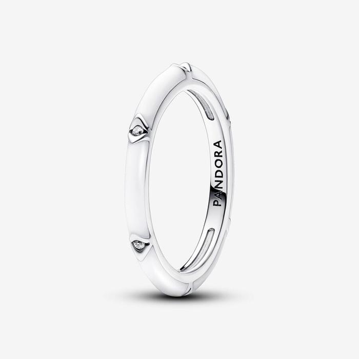 Pandora ME White Enamel Ring with Bright Stones