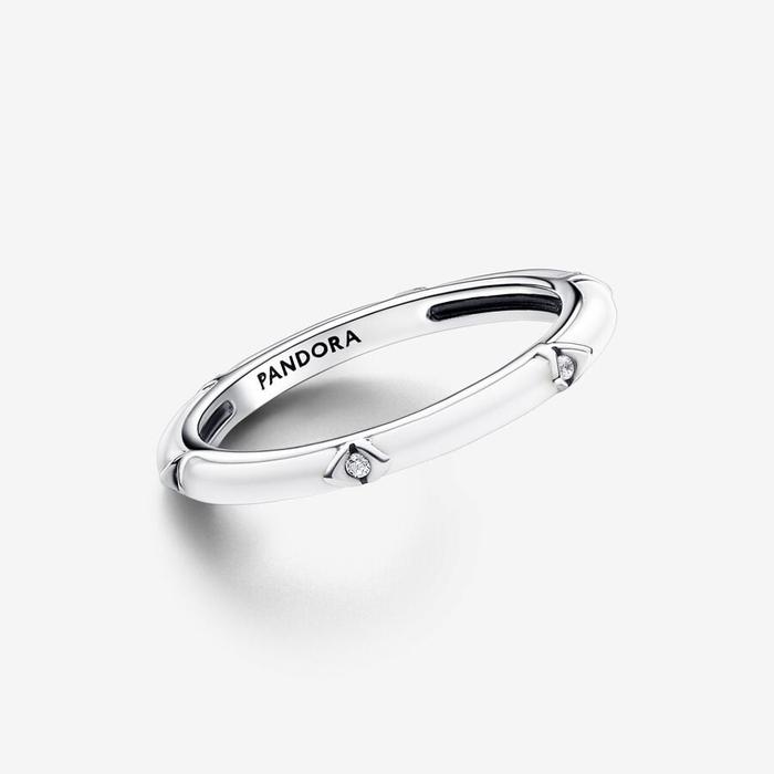 Pandora ME White Enamel Ring with Bright Stones