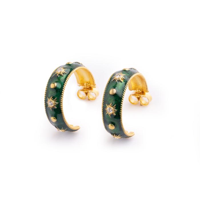 Small Green Sun Stud Earrings