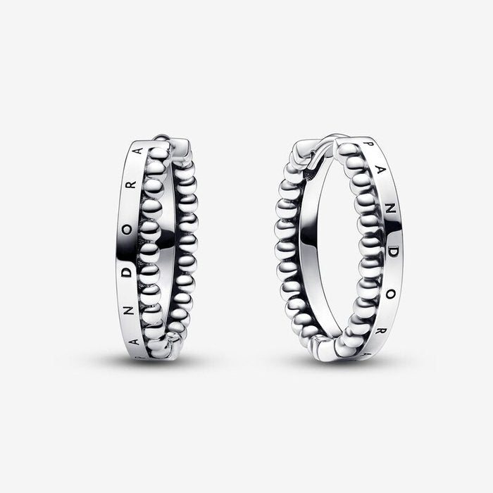Hoop Earrings with Logo and Spheres