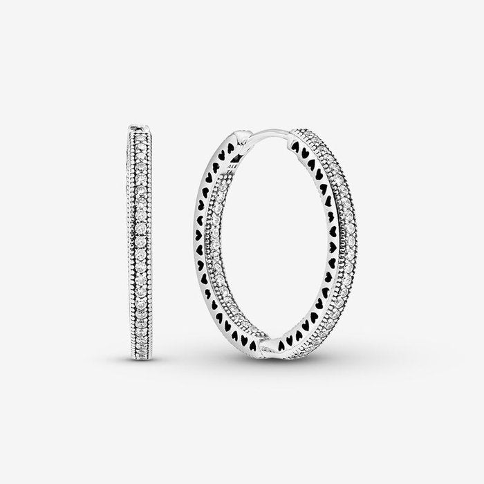 Sparkling Heart Hoop Earrings