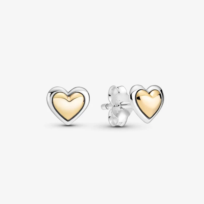Golden Dome Heart Stud Earrings