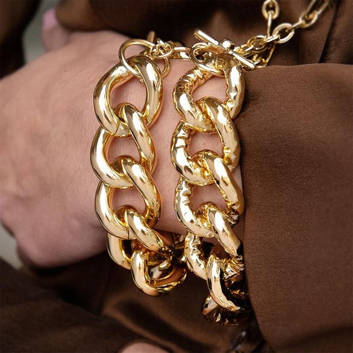 Bracciale catena grumetta maxi in bronzo dorato