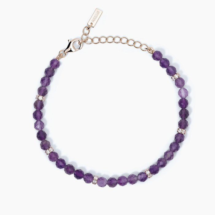 Bracelet en argent avec améthyste et cristaux blancs CODE COULEUR CODE COULEUR