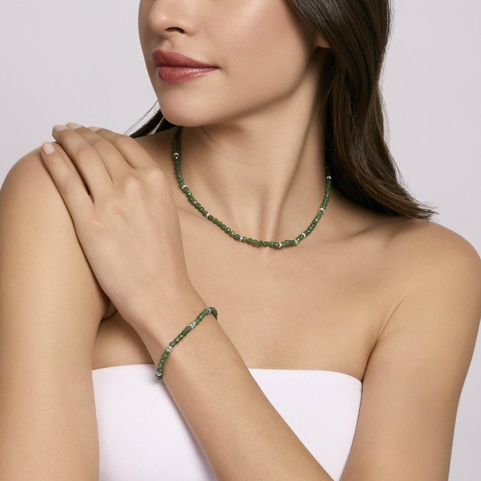 Girocollo in argento con giada verde COLOR CODE
