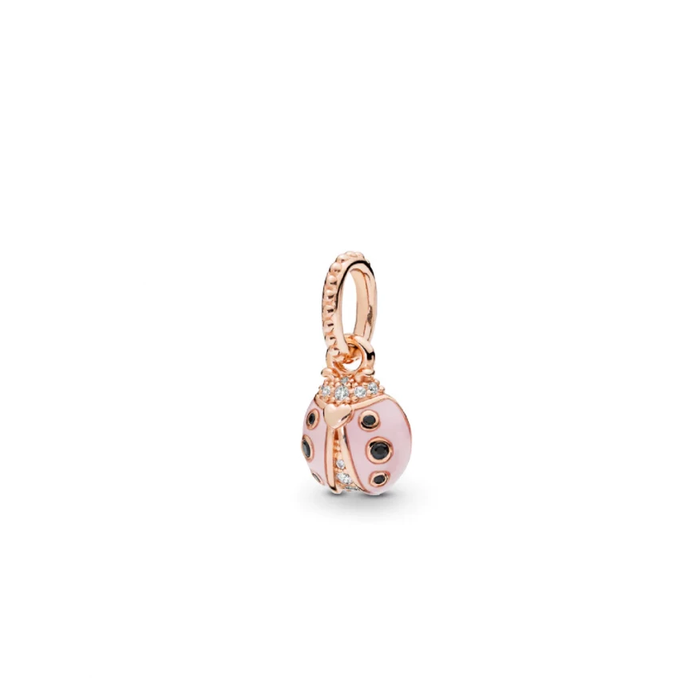 Charm pendente coccinella portafortuna rose'