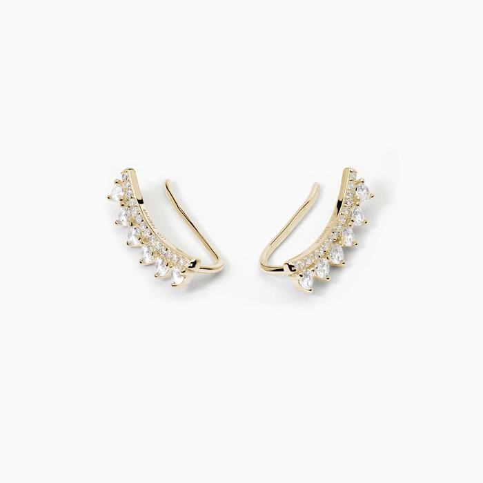 Boucles d'oreilles grimpantes en argent et zircone blanche JENNIFER