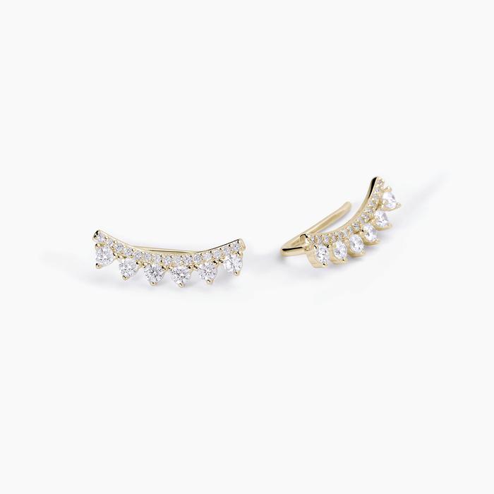 Boucles d'oreilles grimpantes en argent et zircone blanche JENNIFER