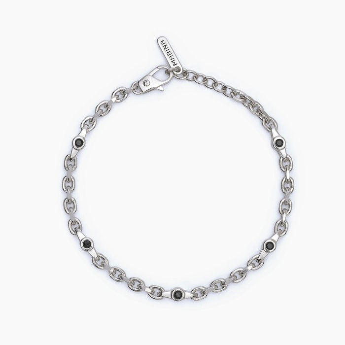 Bracelet avec chaîne rolo et inserts noirs CONTEMPORAIN