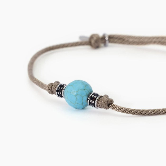 Bracelet avec cordon sable et pierre turquoise TROPICAL