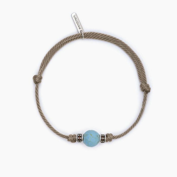 Bracelet avec cordon sable et pierre turquoise TROPICAL