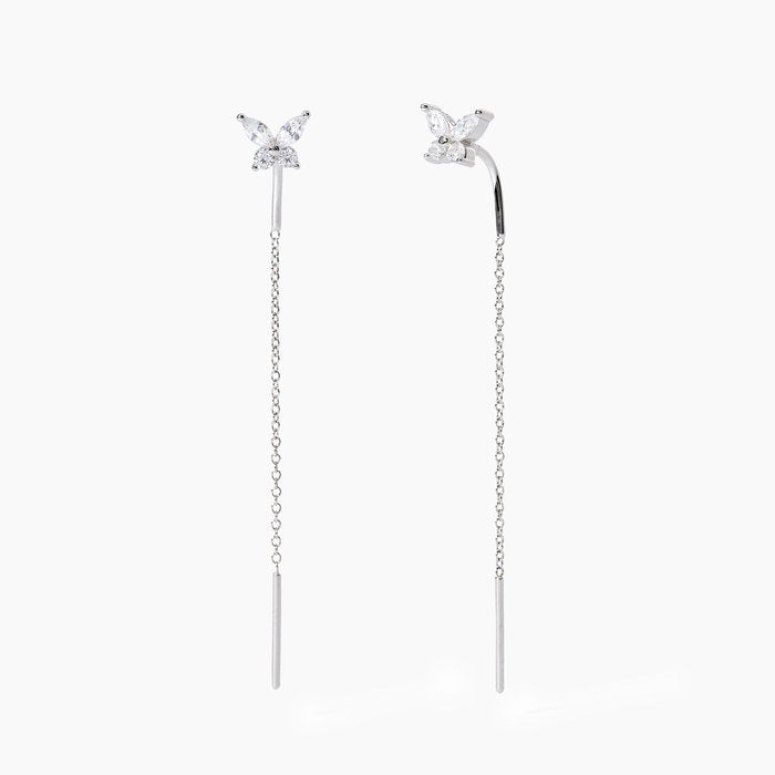 Boucles d'oreilles pendantes papillon en argent SECRET GARDEN