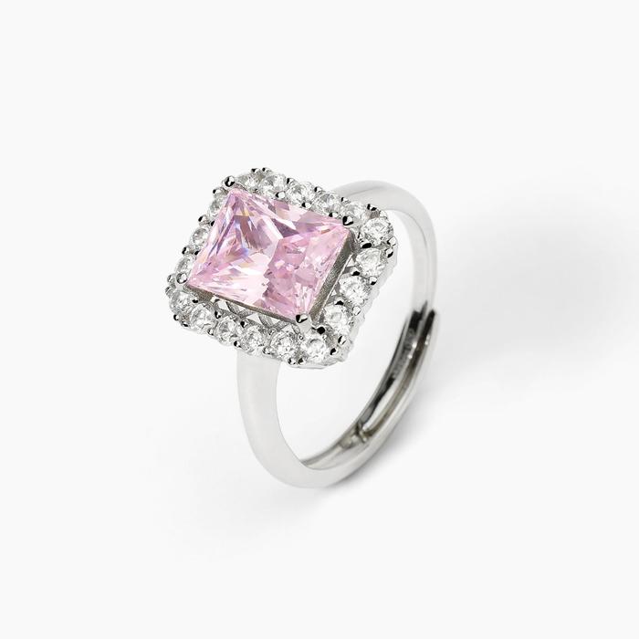 Anello in argento con zircone rosa DESIDERIO INFINITO