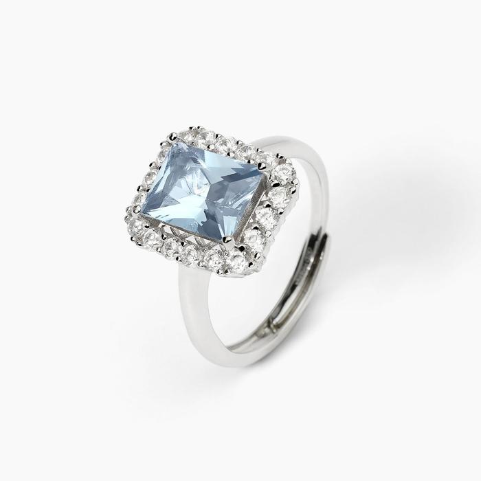 Bague en argent avec aigue-marine synthétique INFINITE DESIRE
