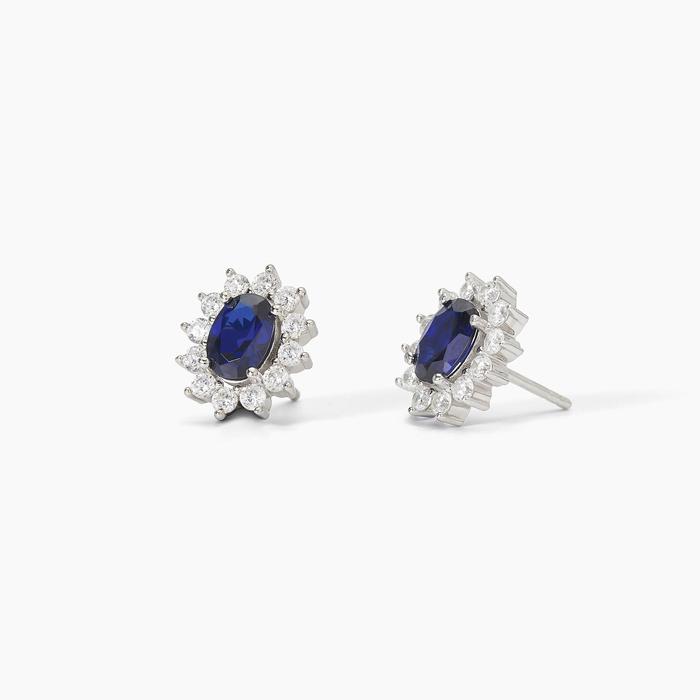 Boucles d'oreilles ovales en argent avec saphir synthétique COOL OU RÉTRO ?