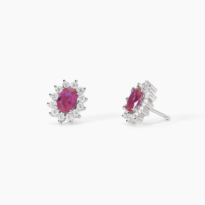 COOL OU RÉTRO ? Boucles d'oreilles ovales en argent et rubis synthétique