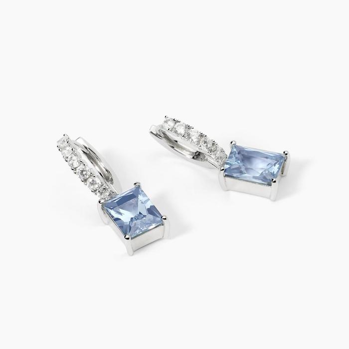Boucles d'oreilles créoles avec aigue-marine synthétique INFINITE DESIRE