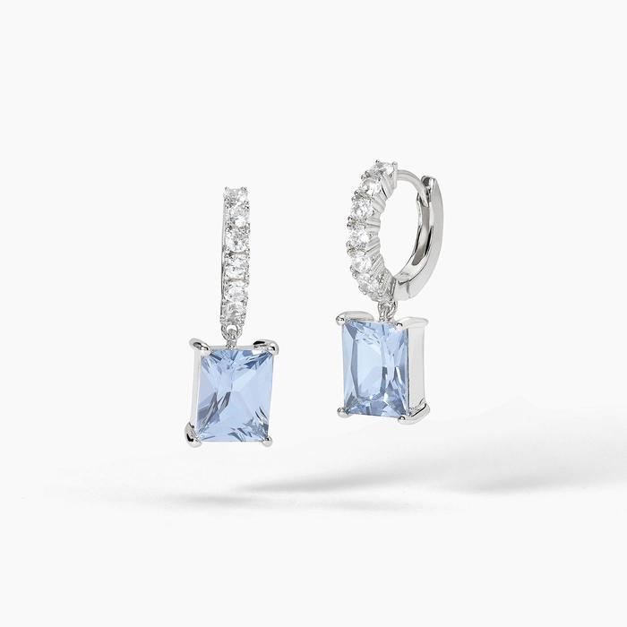Boucles d'oreilles créoles avec aigue-marine synthétique INFINITE DESIRE