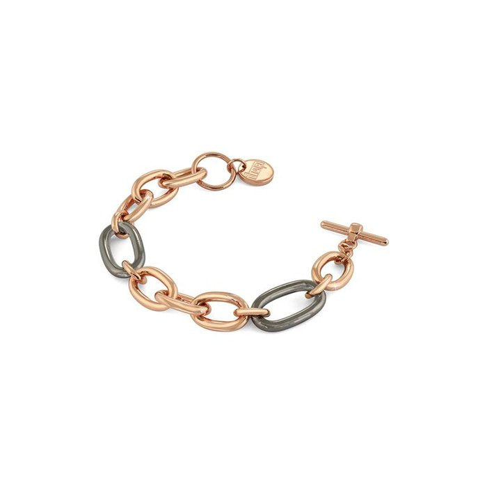 Bracciale in bronzo dorato rosa e nero