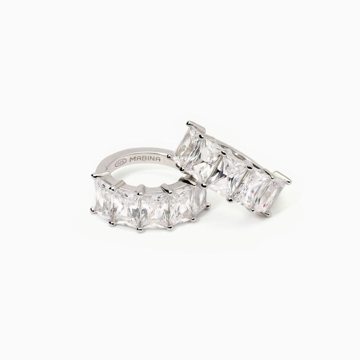 Boucles d'oreilles baguette Valentina en argent et zircone