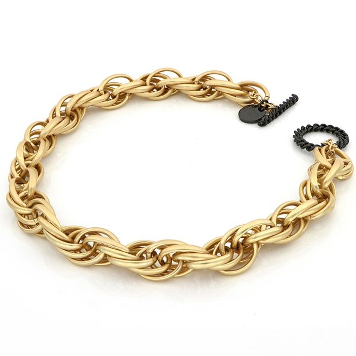 Collana in bronzo dorato e nero