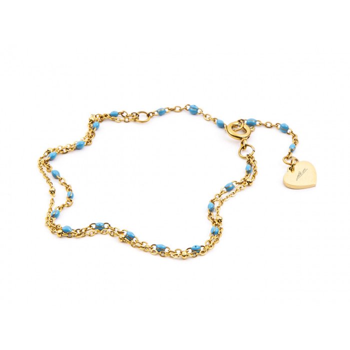 Bracciale multifilo con perline azzurre