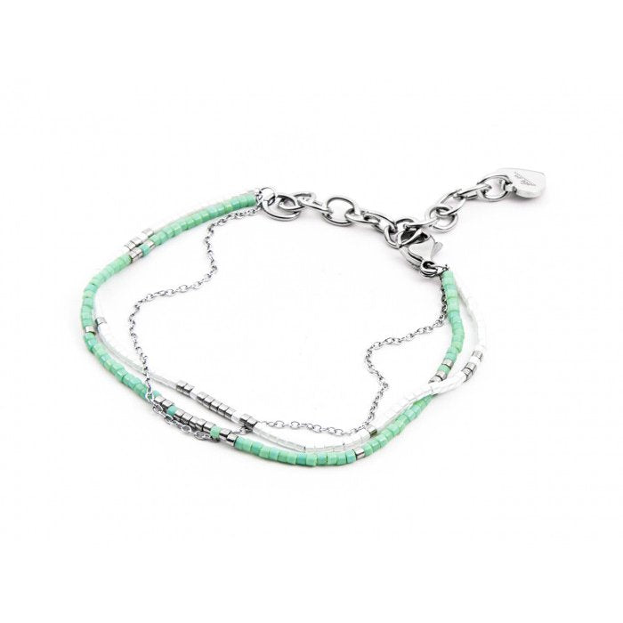 Bracciale multifilo con perline verde acqueo