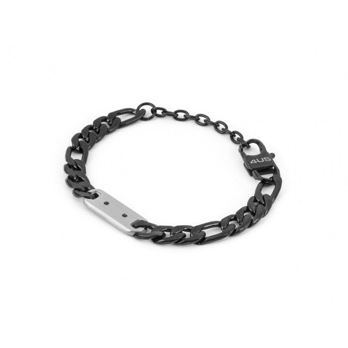 Bracelet bruni à large maille plate et insert en acier
