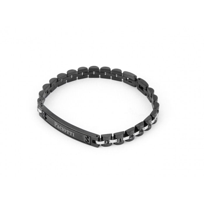 Burnished bracelet with steel inserts