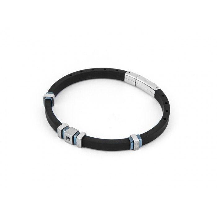 Bracelet en caoutchouc avec inserts PVD bleu