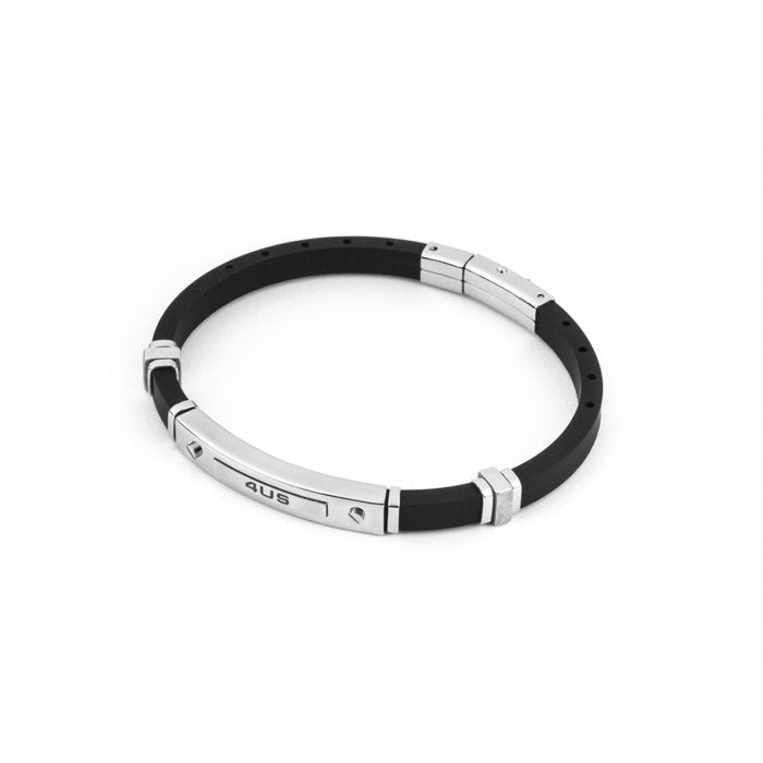 Bracelet en caoutchouc avec plaque centrale et inserts
