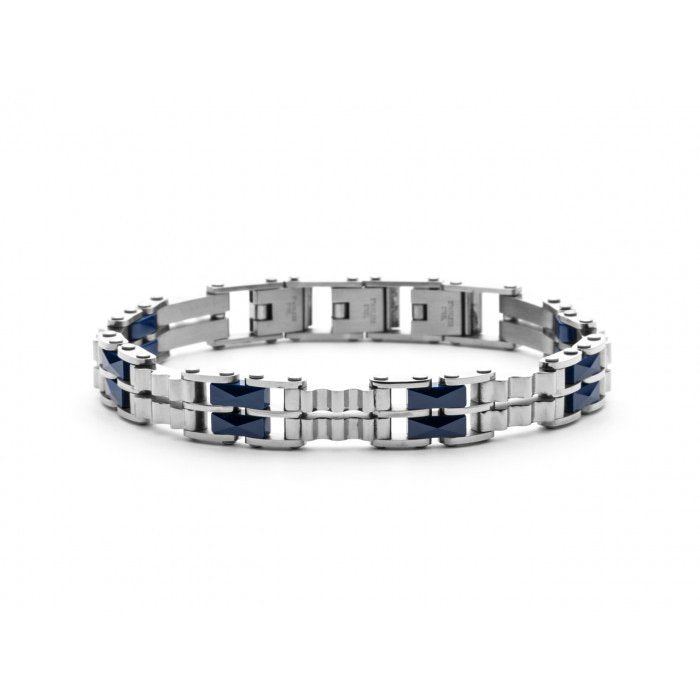 Bracelet maille et céramique bleue