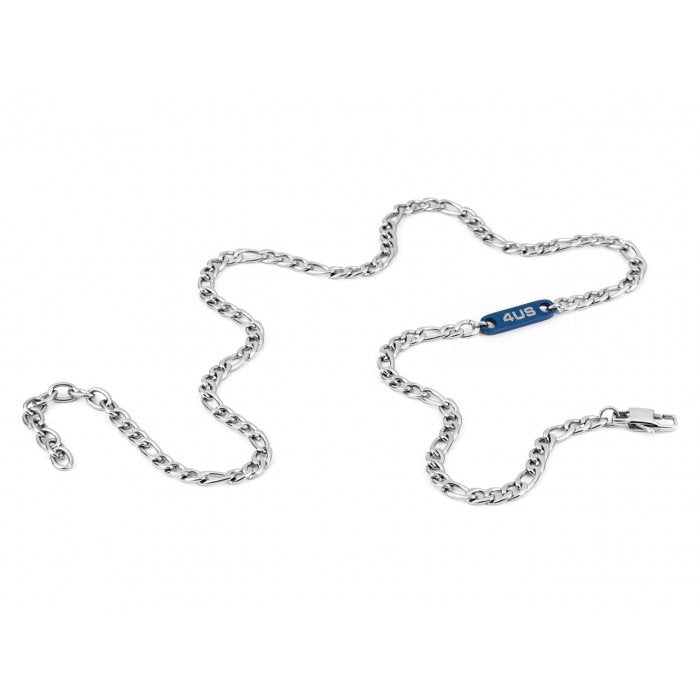 Flat mesh necklace with blue insert
