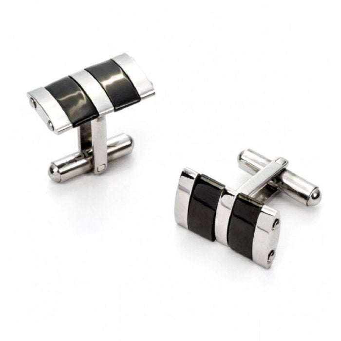 Boutons de manchette en acier bicolore