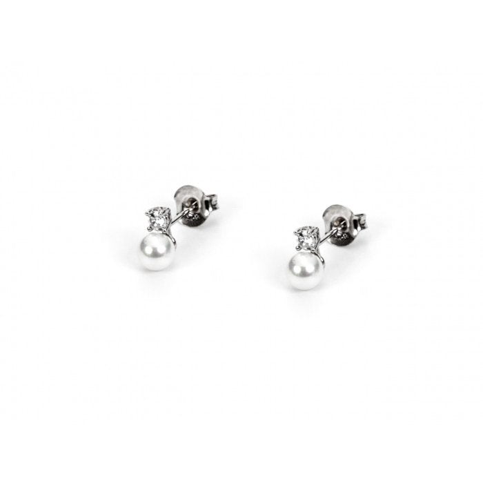 Pearl and zircon earrings