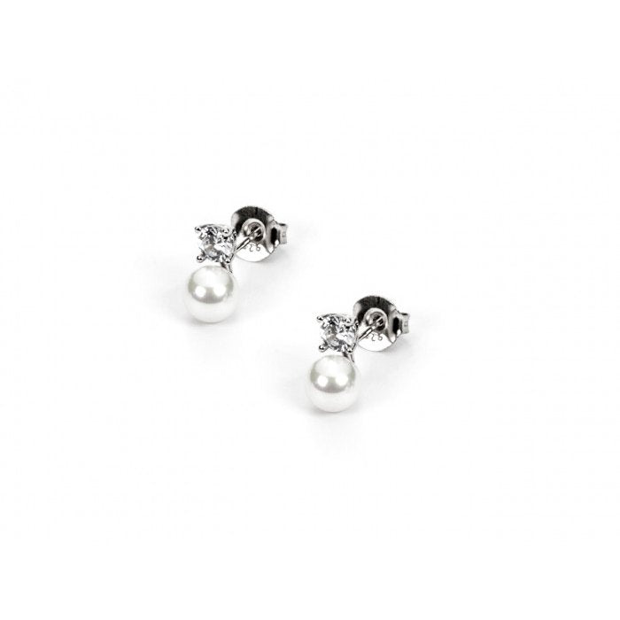 Pearl and zircon earrings
