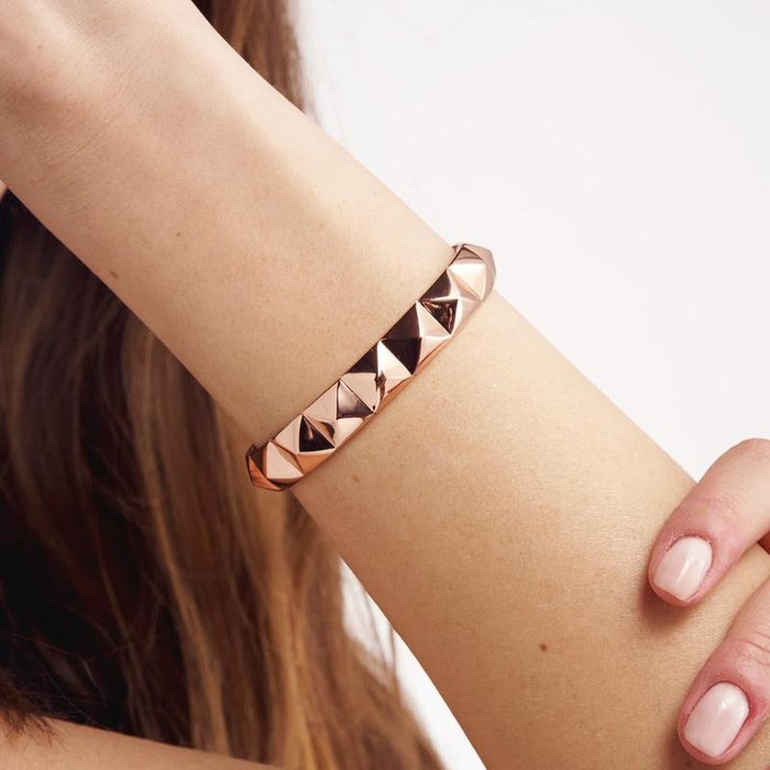 Bracelet rigide en bronze plaqué or rose