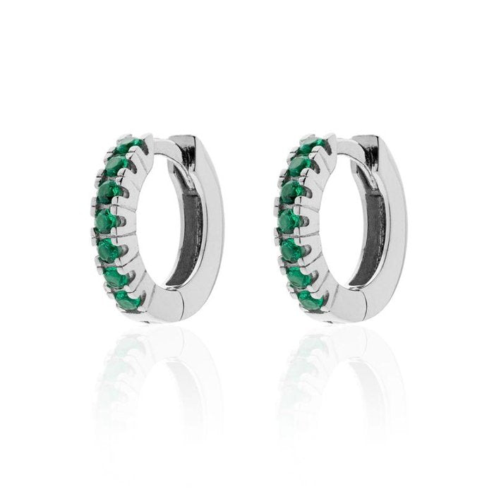 Green Cubic Zirconia Silver Earrings