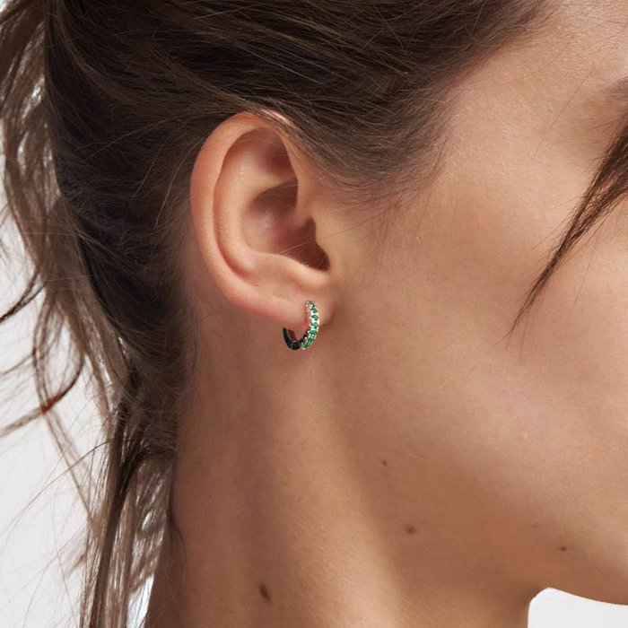 Green Cubic Zirconia Silver Earrings