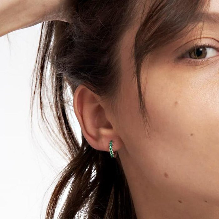Green Cubic Zirconia Silver Earrings